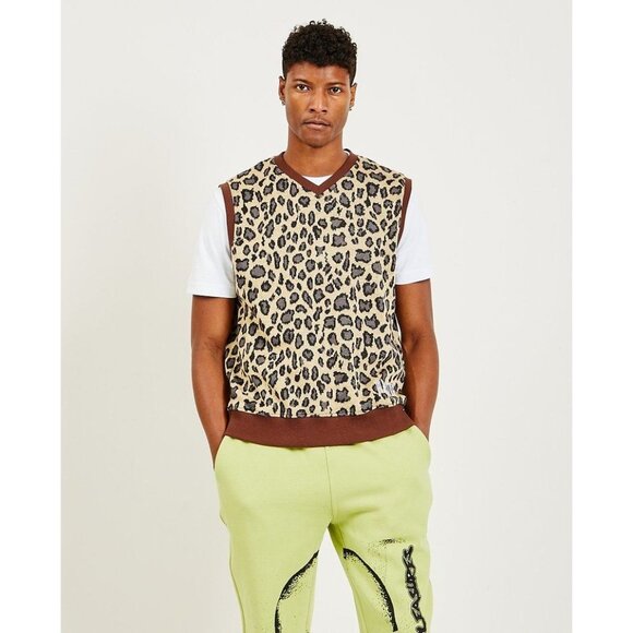 NWT PLEASURES SURVIVAL CHEETAH SWEATER VEST LARGE